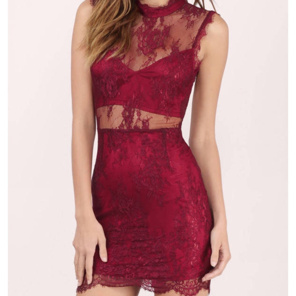 Tobi Lace Red Wine Dress
